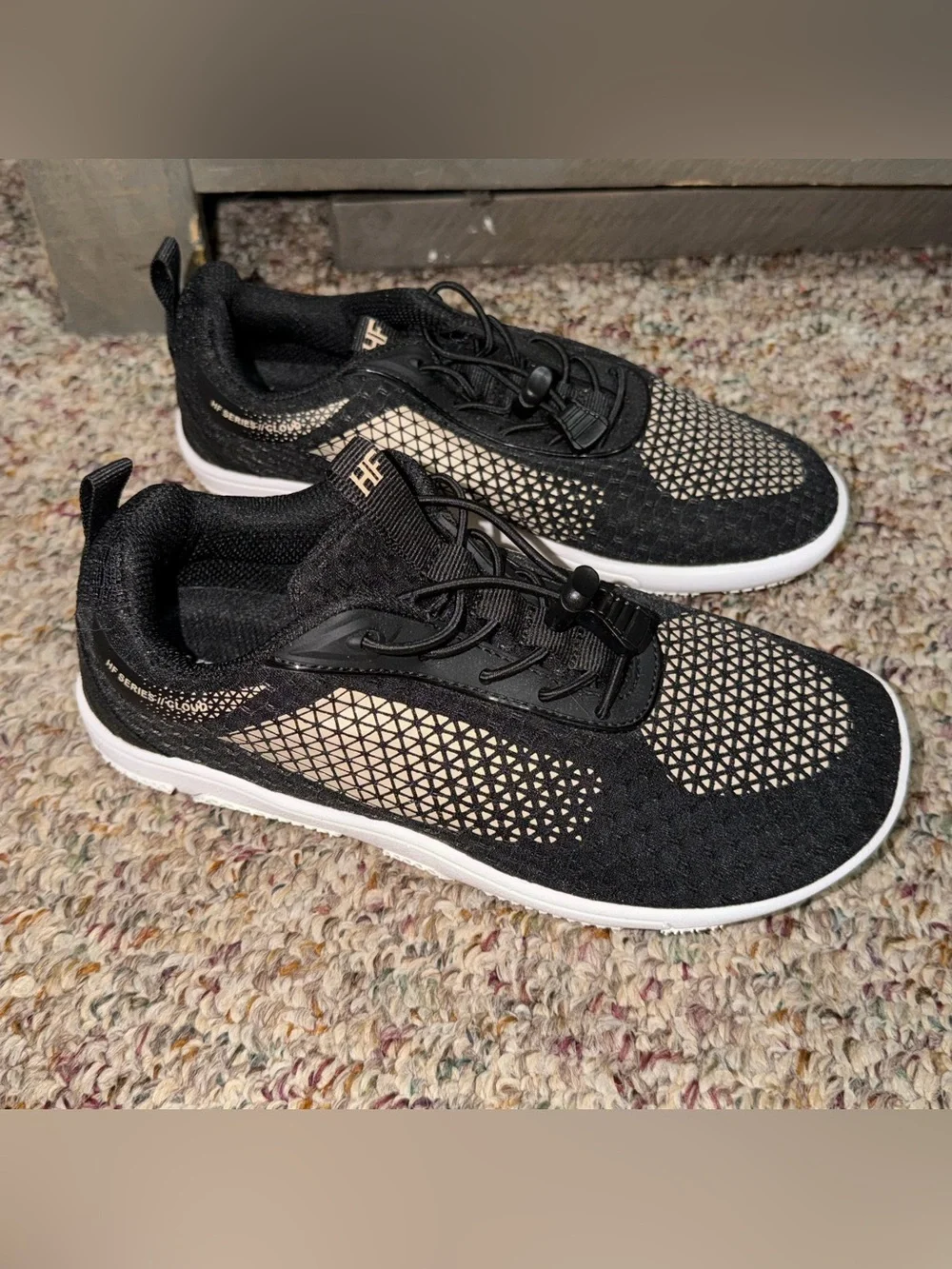 Women's size 7 hike footwear HF Black Knit Hiking Sneakers
